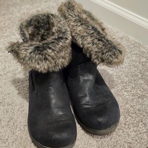 Women's Black Faux Fur Ankle Boots Candie's